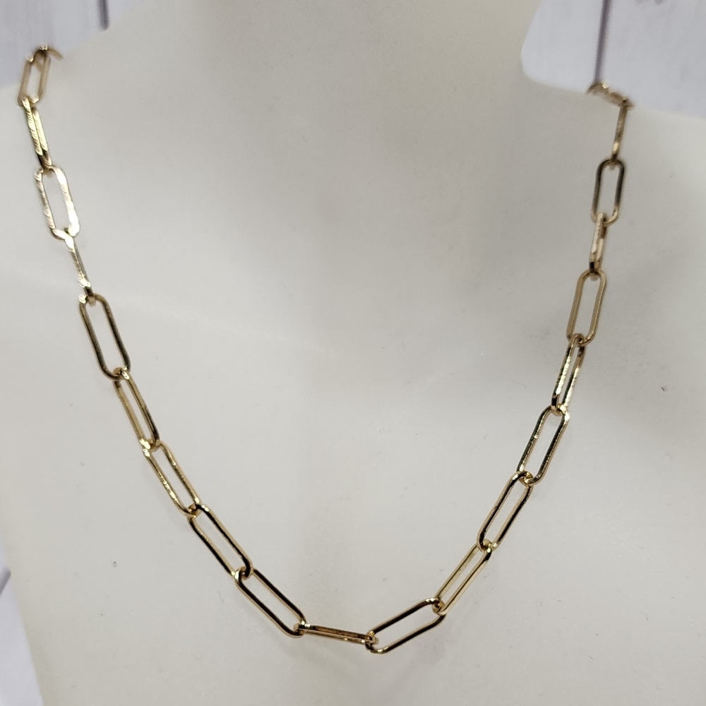 Eliza & Jane Gold Tone Paper Clip Style Necklace New With Card